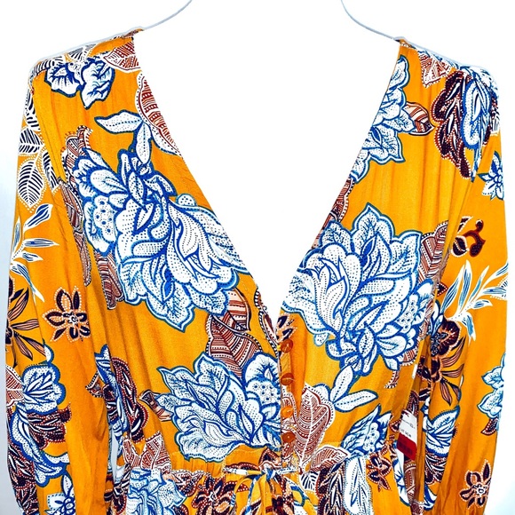 Abel the Label BOHO yellow floral 3/4 sleeve dress - Picture 3 of 8